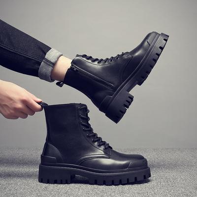 Bőr Martin bakancs férfi magas szárú brit stílusú középmagas divatos cipő munkaruha tavaszi és őszi mozdony puha bőr tavaszi és őszi bársony férfi
