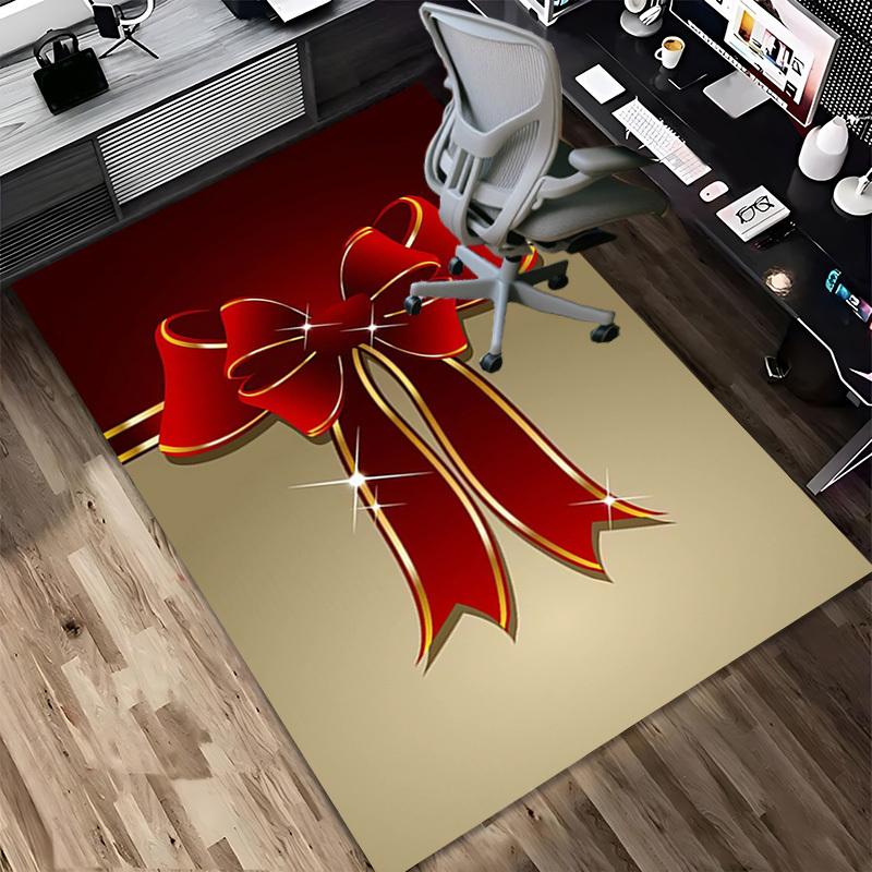 bow ribbon Crystal Velvet chair mat Area Rug - Non-Slip, Floor Mat, Office Desk Chair Rugs, Bedroom Decor.Christmas Gift-1106127