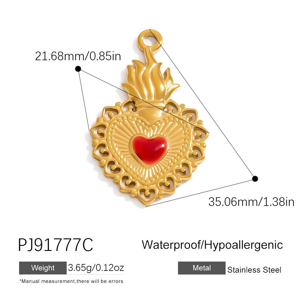 SUMMLY Trendy Wings Flame Heart Valentine's Day Pendant 18K Gold Plated Stainless Steel Romantic Charms Fashion Jewelry