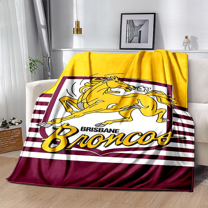 Brisbane Broncos Flannel Blanket Soft All-Season Throw, Design for Camping, Car Travel, Hiking Sofa, Bed, Office Perfect Gift for Parties