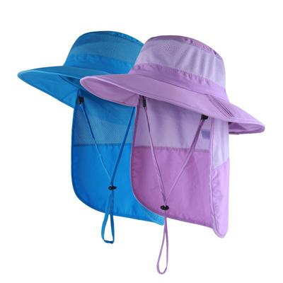 Outdoor Sun Hat Children's Quick-drying Breathable Eaves Sun Protection Bucket Hat Can Store Neck Protection Shawl Hat