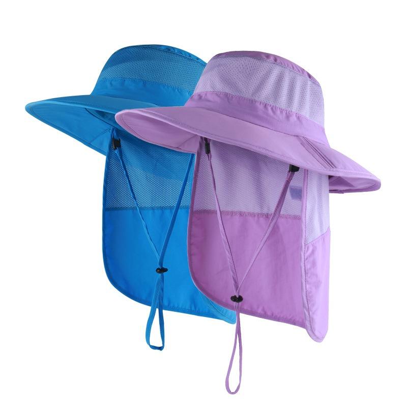Outdoor sun hat Children's quick-drying breathable eaves sun protection bucket hat can store neck protection shawl hat