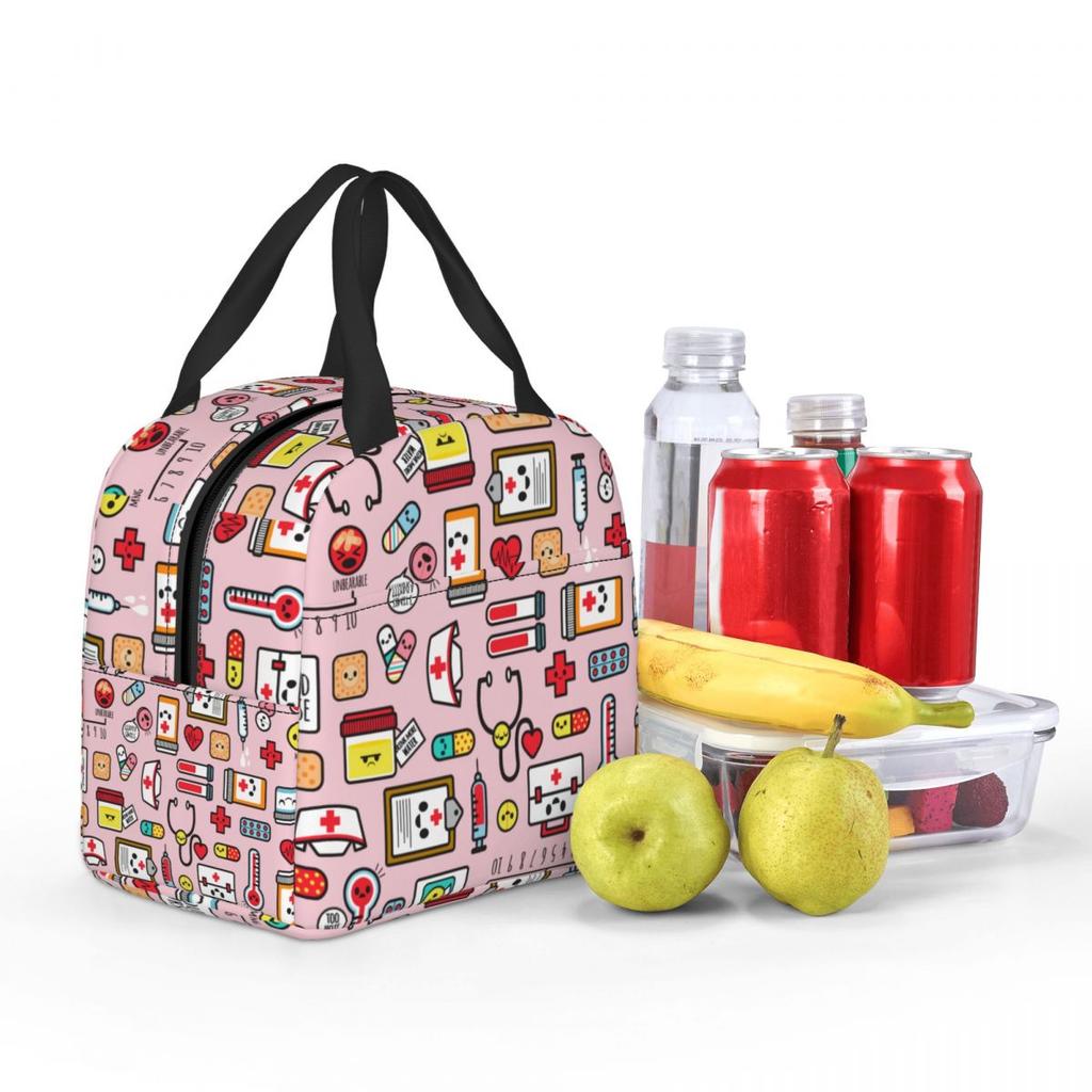 Custom Enfermera En Apuros Doctor Nurse Medicine Insulated Lunch Tote Bag for Women Resuable Thermal Cooler Food Lunch Box