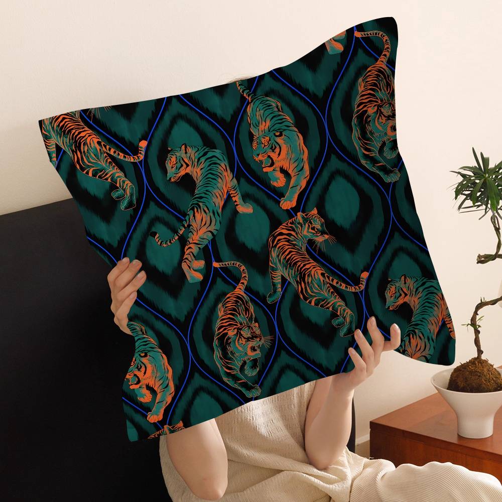 Animal Style Tiger Cushion Case Autumn Jungle Pillow Anime Pillow Sofa Bed Head Pillow Cover Cushion Cover 45x45 cm Fashion