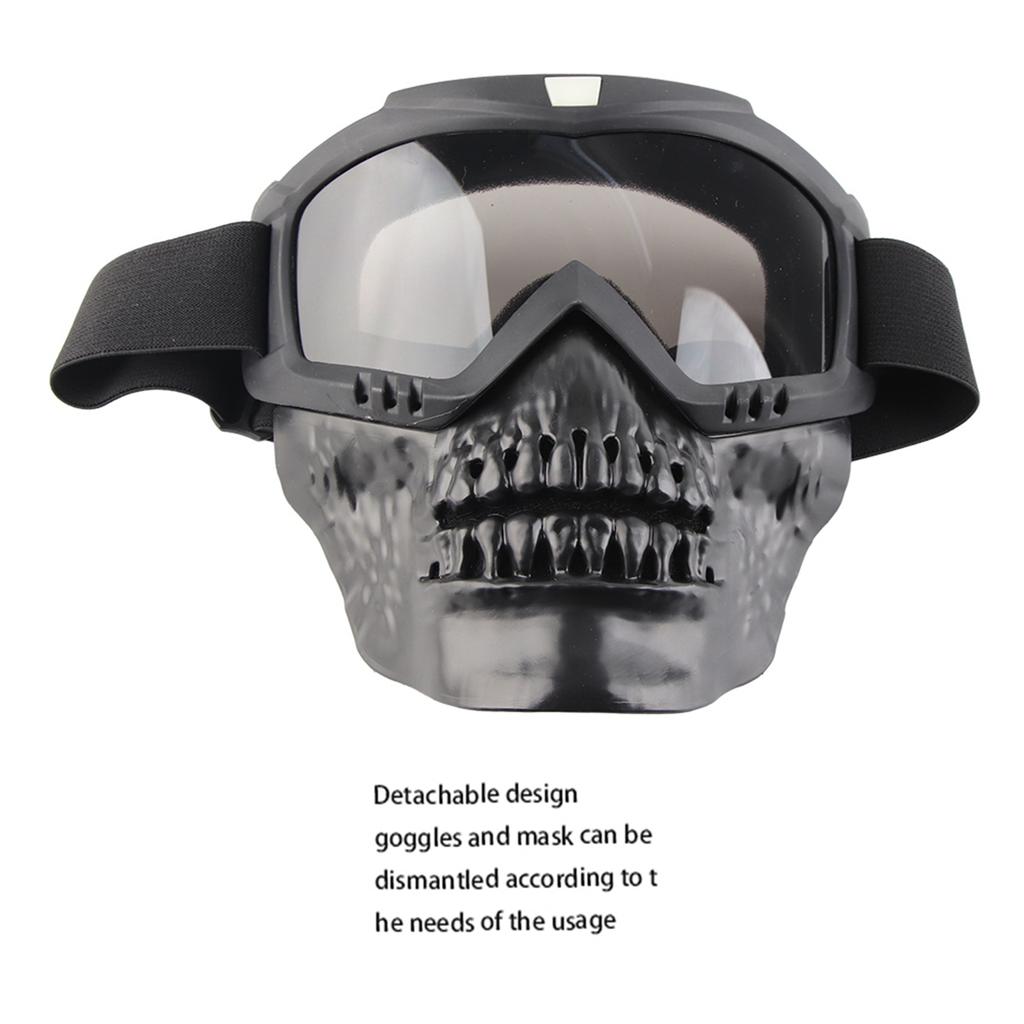 Outdoor Detachable Motorcycle Goggles Helmet Ski Sports Motorbike Racing Glasses (Black)