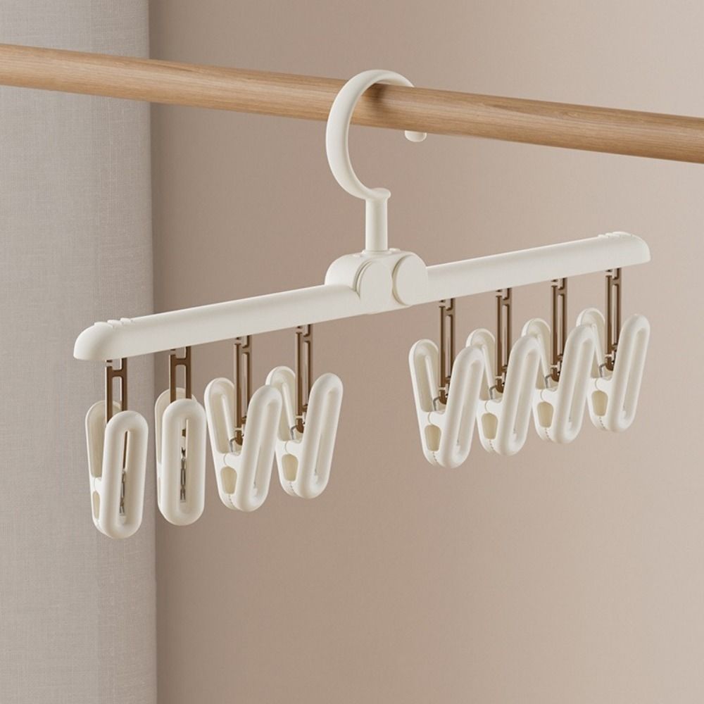 3 Pieces Windproof Underwear Sock Clips Detachable Rotatable Sock Drying Rack with 8 Clips Space Saving Wardrobe Organizer