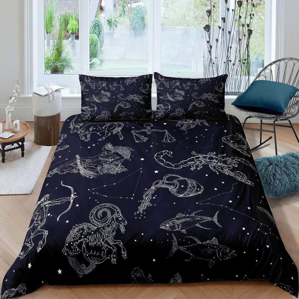 Set Copripiumino Costellazione Modello Dorato Copripiumino Segni Zodiacali Cielo Stellato Animale Dimensioni Queen Coperta Trapuntata Per Ragazzo Uomo