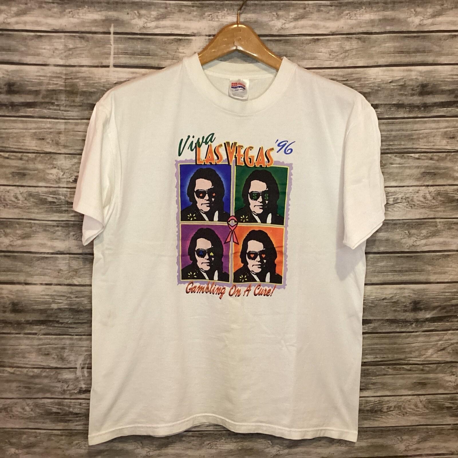 Vintage Viva Las Vegas Shirt Mens Large White 1996 Elvis Presley Graphic Tee 90s Unisex T-Shirt XL