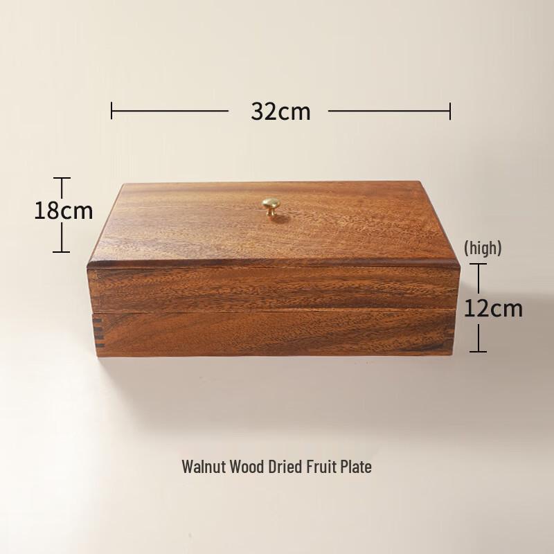 ZISIZ Двухъярусная коробка для закусок из древесины черного ореха с крышкой из стекла