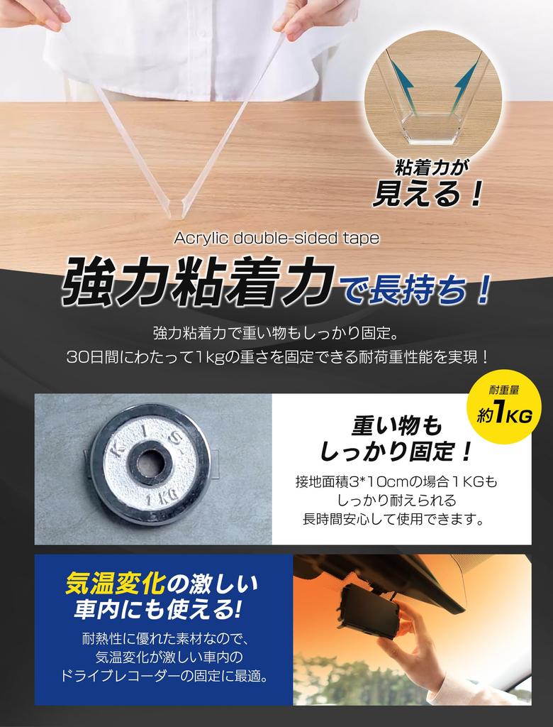 Qmitto Superstark Entfernbar Industrie Erster Staubdicht Blisterverpackung Klebknete Breit x Dick x 3m Doppelseitiges Klebeband, "2025 enthalten" (3cm 0.2cm