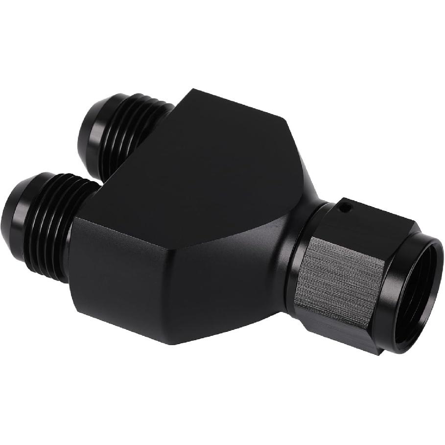 10AN Female to Parallel Dual 10AN 10AN Male Y Block Fuel Fitting Splitter Adapter Connector Aluminum Black
