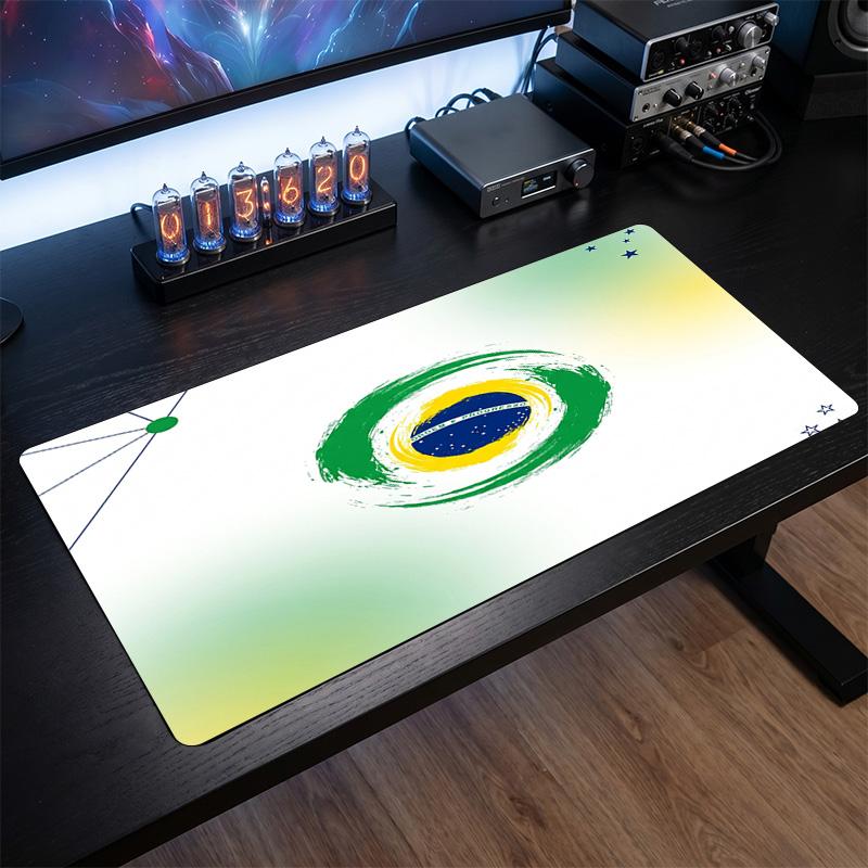 Brazil Football Crest Mouse Pad, Extended Non Slip Rubber Desk Mat for Gaming Office Laptop Fan Gift