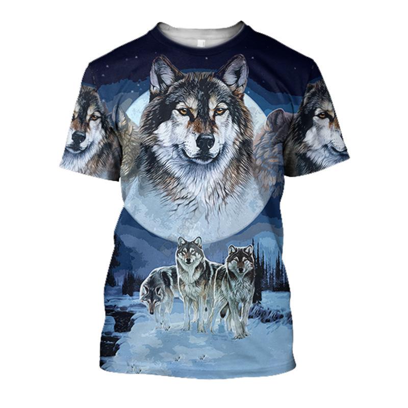 

Летний топ с круглым вырезом и 3D-принтом с волком, модная повседневная мужская футболка с коротким рукавом 6XL