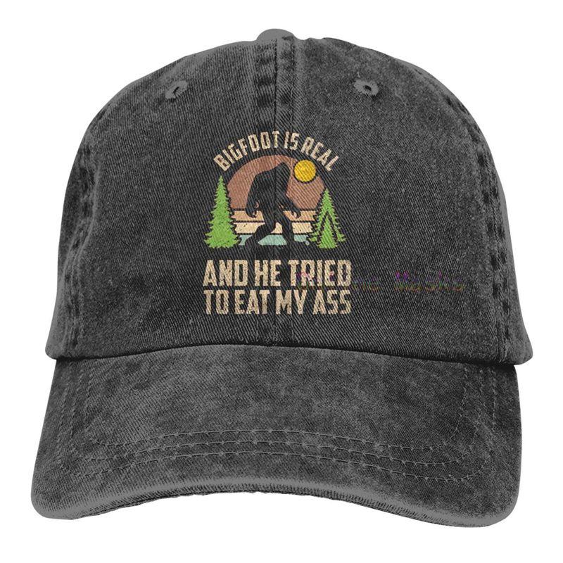 Bigfoot ist echt und er hat versucht, meinen Arsch zu fressen Baseballkappe Unisex Vintage Trucker-Hut Verstellbare Cowboyhüte für Herren Damen