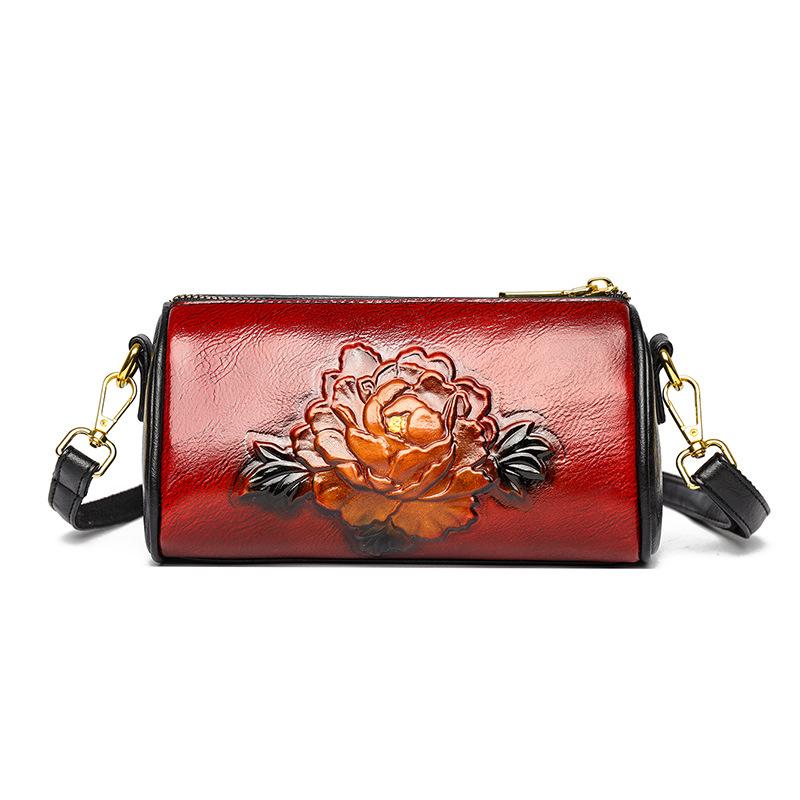 Premium Textur Etnisk Hinkväska med Stor Kapacitet - Präglad Crossbody-väska för Pendling och Vardagsbruk