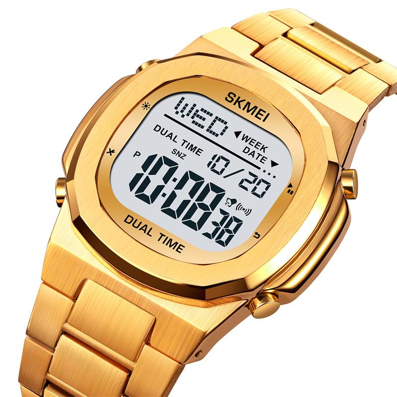 Skmei Steel Strap Mens LED Digital Watches Original Brand Waterproof Sports Wristwatch Fashion Multifunctional Dual Time