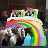 3D Horse Duvet Cover King Queen Size White Running Horses Pattern Bedding Set For Kids Teens Adults Wild Animal Soft Quilt Cover