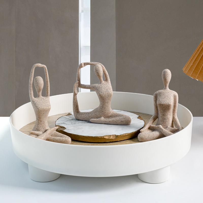 3Pcs Yoga Women Statue Yoga Figures Abstract YogaGirl Figurine Resin Yoga Pose Figurine Statue Decorative  Figurine Sculpture