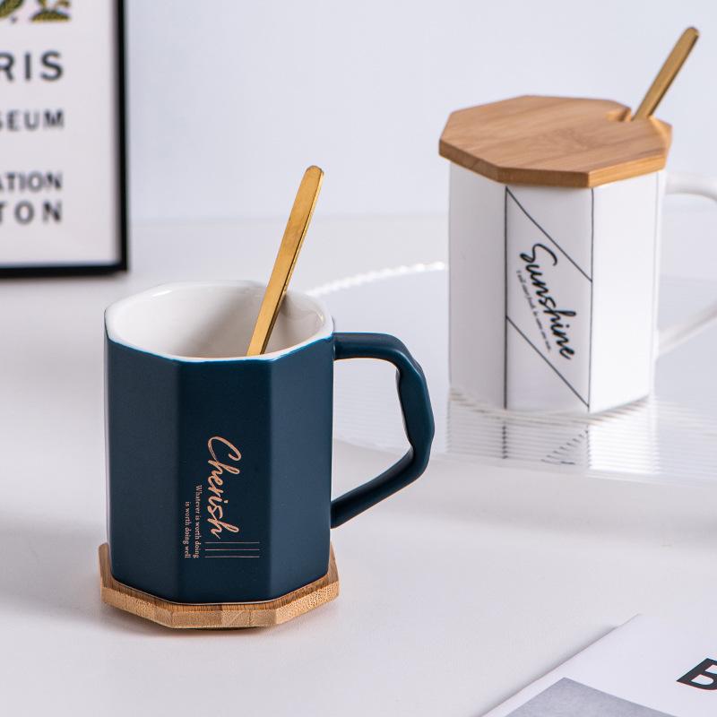 Wind Ceramic Cup With Lid Home Office High-End Couple Water Cup High-Value Gift