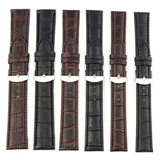 18/20/22mm Luxury Faux Leather Buckle Lug Wrist Watch Band Replacement Strap