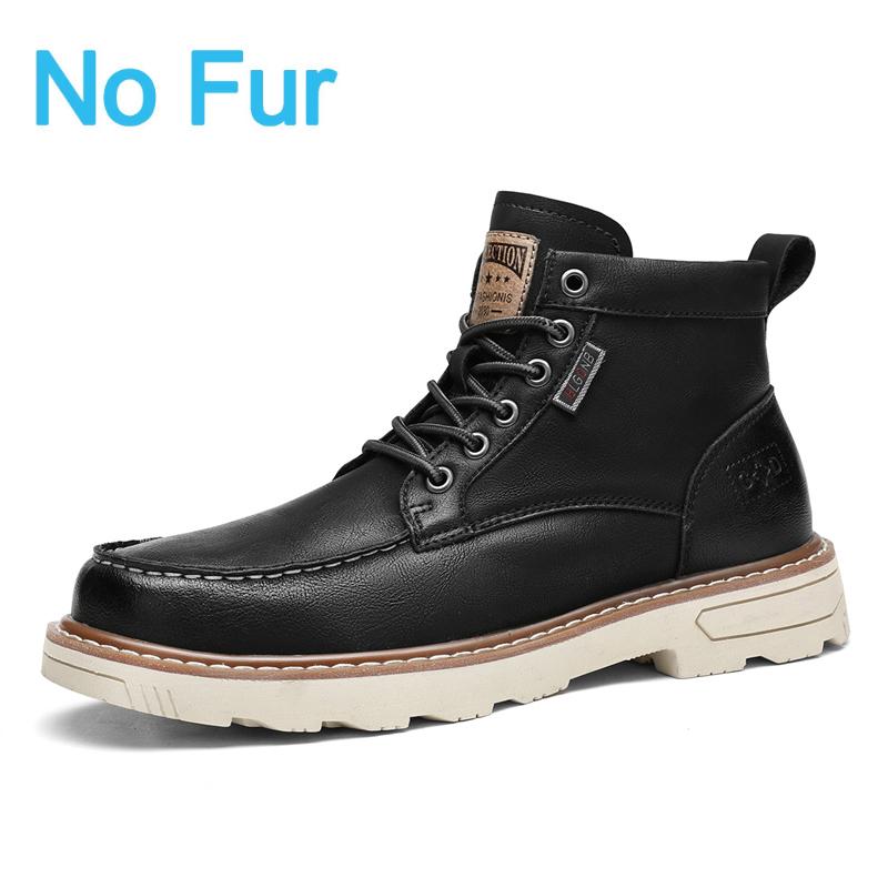Fashion 2025 Mens Thick Bottom Boots Leather Fashion Non-Slip Motorcycle Ankle Boots British Style Comfortable Versatile Business Shoes