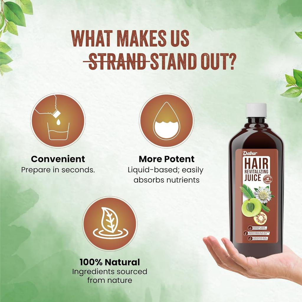 Dabur Hair Revitalizing Juice 1 L Hair Care Juice For Hair Fall Control Amla Bhringraj Aloe Vera Ashwagandha