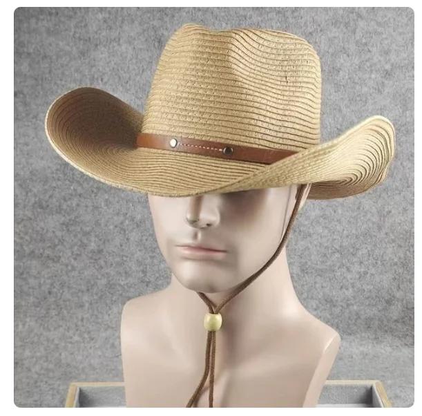 Big Head 62cm Man Large Waisted Cowboy Hat Summer Sun Protection Hat 60 Cm Foldable Beach Travel Straw Hat Large Men's Xxl