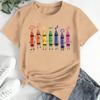 Mode Frauen süße Cartoon Crayon Print T Shirt lustige lässig O-Ausschnitt kurze Ärmel T-shirt Sommer weibliche T-Shirt