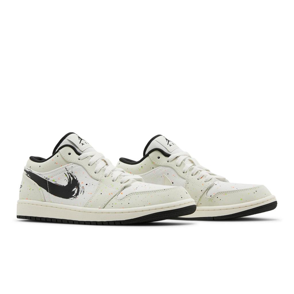 Air Jordan 1 Low 'Brushstroke Swoosh - Paint Splatter' (Unisex) Natural / Black / Multi-Color Vintage Basketball Shoes DM3528 100