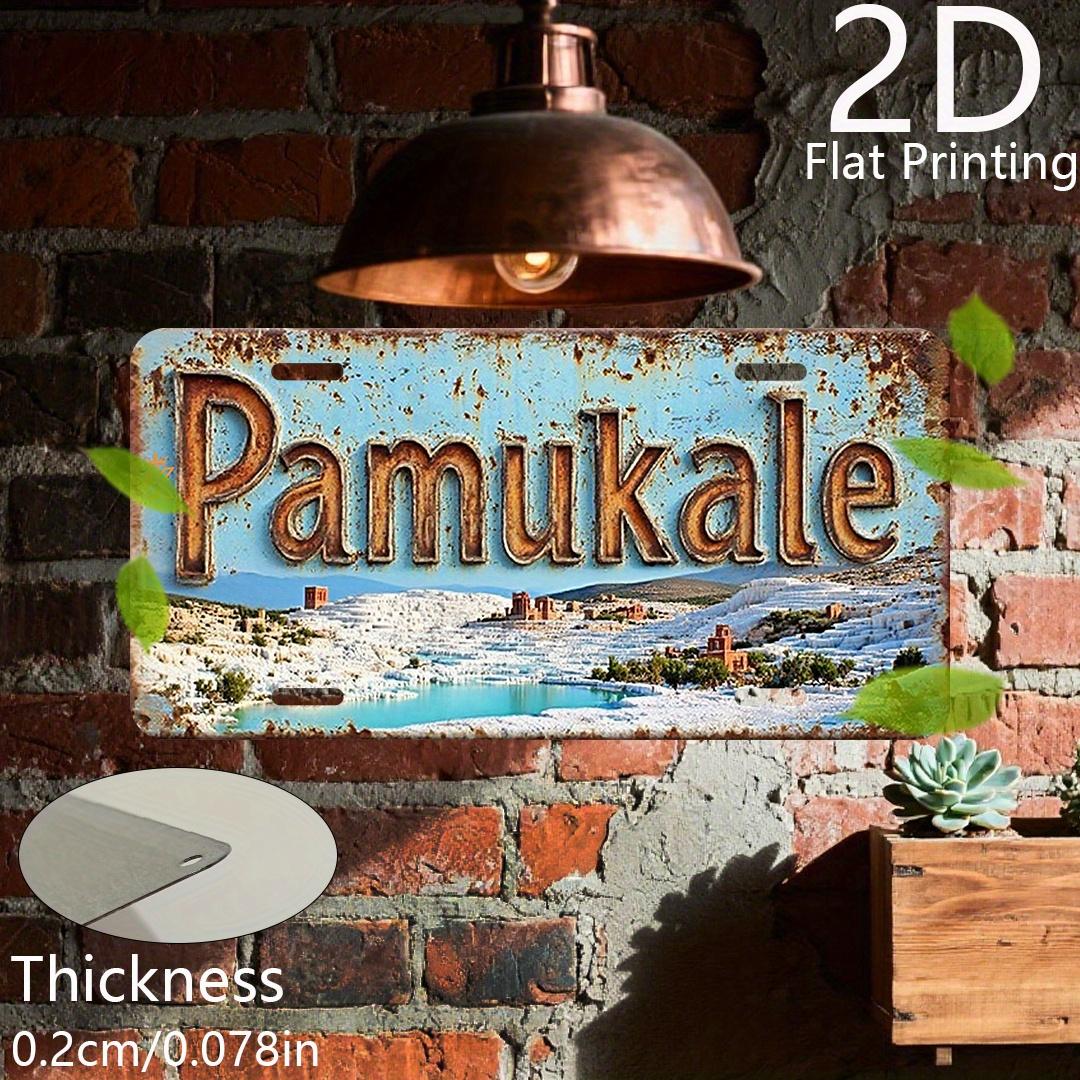 

Vintage Rustic Pamukkale Turkey Travertine Pools Scenery Distressed License Plate D Flat Aluminum Tin Sign Wall Art Decor for 15x30cm(5.9x7.8inch)