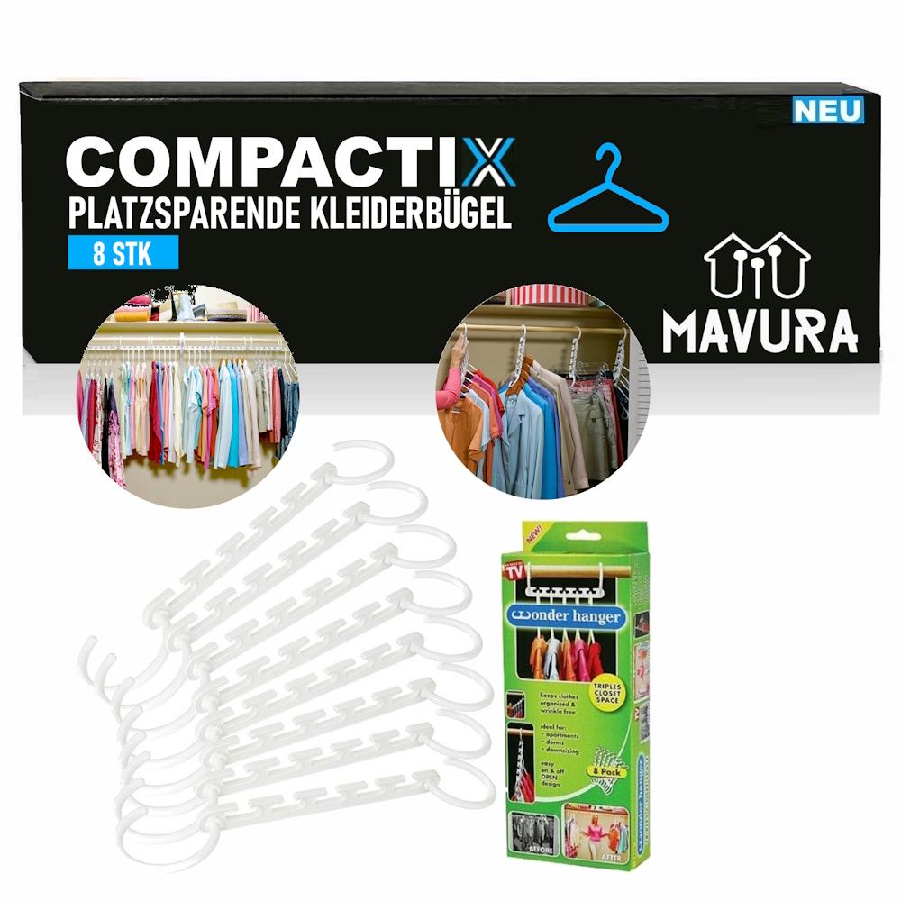 

COMPACTIX Компактні вішалки для одягу, що економлять місце, Магічні багаторазові вішалки-органайзери, Набір з 8 штук
