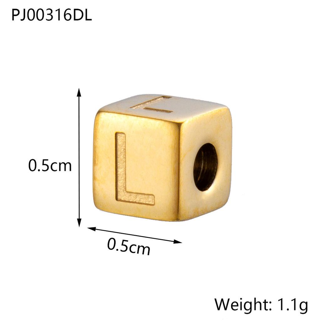 CARLIDANA Stainless Steel Square Charms A-Z Letter Loose Spacer Beads Pendant DIY Bracelet Necklace Jewelry Making Accessories