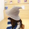 Knitted Witch Hat Fisherman Bucket Hat Soft Fabric Pointed Top Design Wide Brim Casual Outdoor Headwear for Seasonal Use