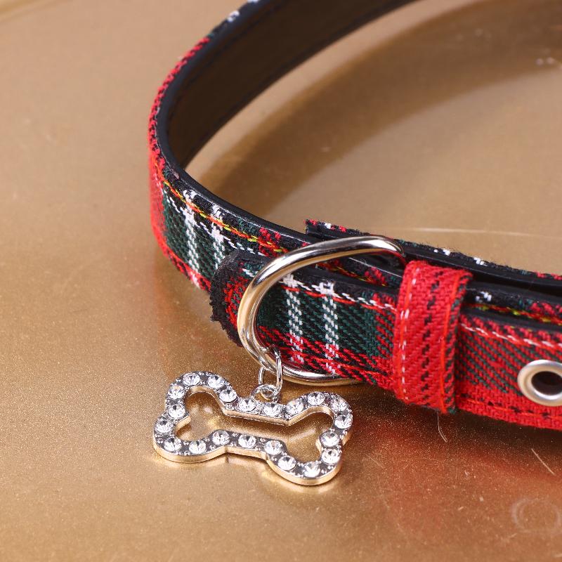 Y2K Goth Vintage Dog Bone Charm Necklace Punk Trendy Choker Simple Red Plaid Leather Buckle Necklaces Collar Chain Jewelry