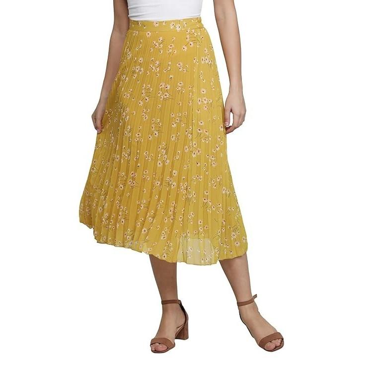 Floral Printed Pure Georgette Skirt Designer Casual Wear Ethnic Middi Skirt