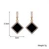 Geometric Black Square CZ Crystal Pendant Earrings Brincos for Women Girls Jewelry Christmas Gift