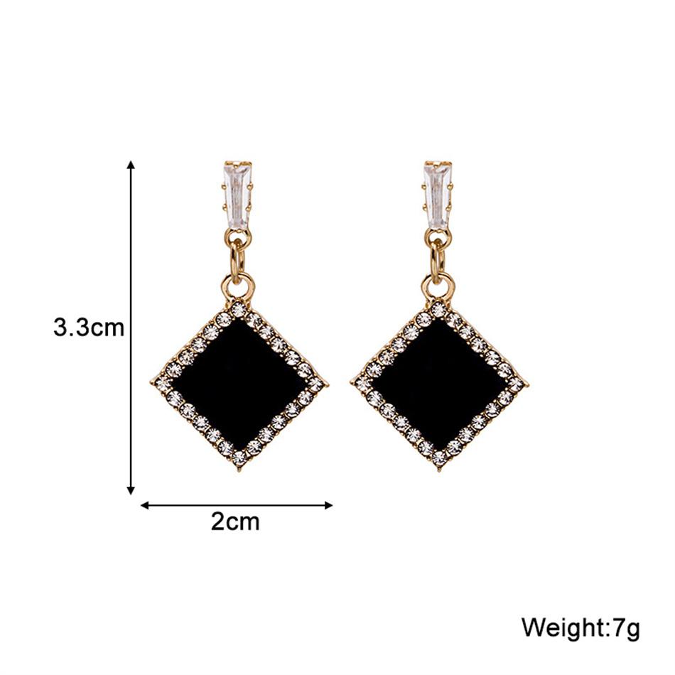 Geometric Black Square CZ Crystal Pendant Earrings Brincos for Women Girls Jewelry Christmas Gift