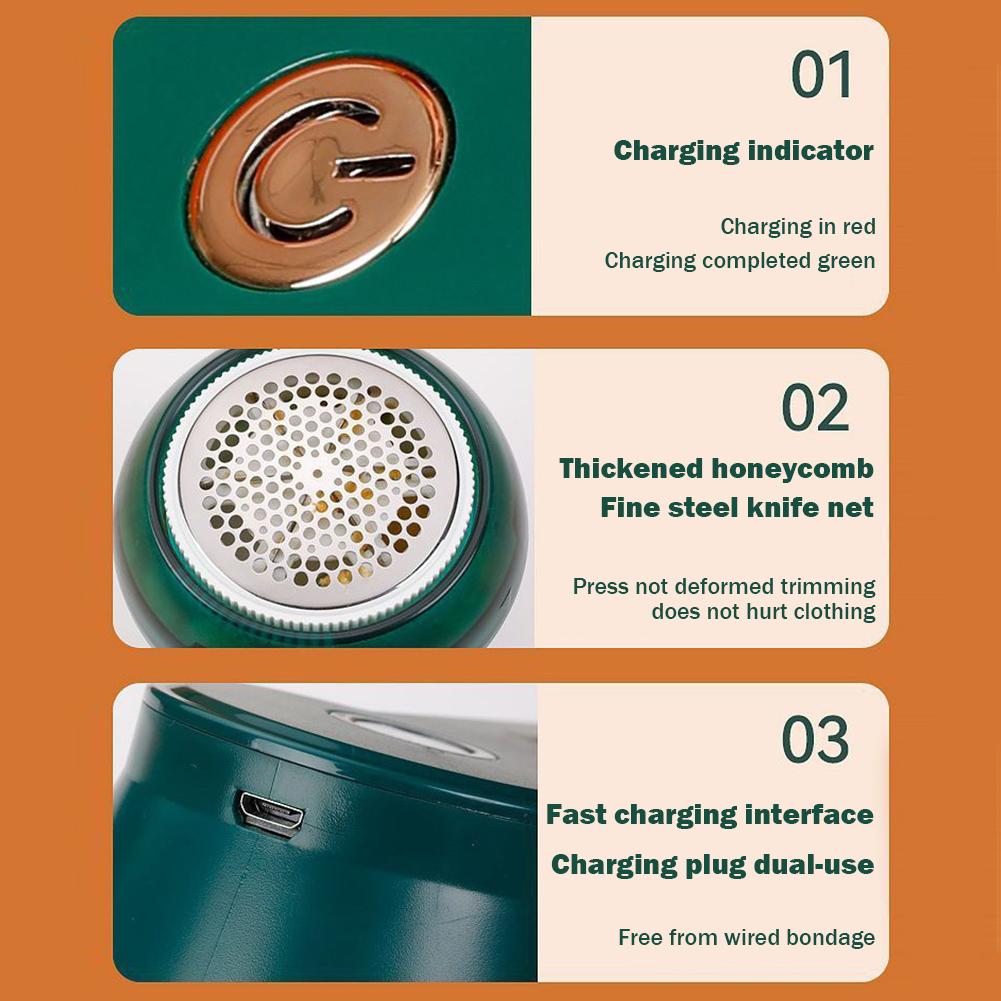 Elektrischer Fusselentferner für Pillings Tragbarer Kleiderrasierer Reiniger 6-Klingen Pulloverrasierer Entfussler für Zuhause Reise Haushaltswaren