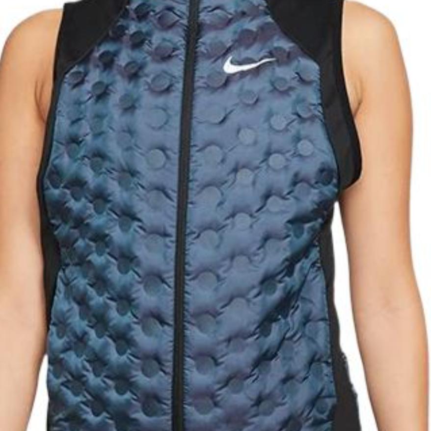 Nike Logo Zip-Up Stand Collar Vest Women Vest Blue BV3852-464
