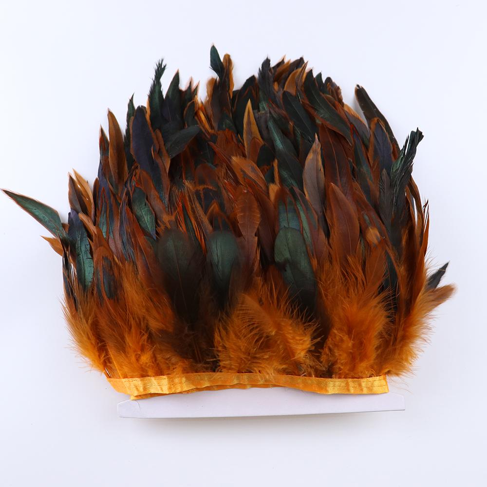 1 Meter Balck Rooster Hair Natural Feathers  Trim Fringe 13-18cm Ribbon for Sewing Clothing Party Decorations Craft Accessories