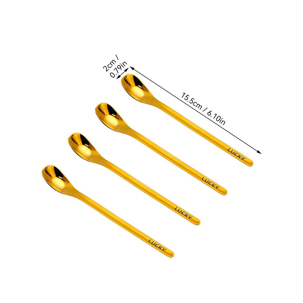 304 Stainless Steel Coffee Spoon Long Handle Stirring Spoon Reusable Ice Cream Dessert Spoon Teaspoon Kitchen Tableware