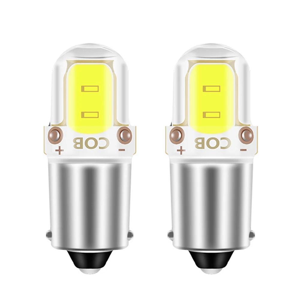 

2 шт. BA9S светодиодная лампа T4W H6W LED-CANBUS COB 2 светодиода для салона автомобиля, подсветка номерного знака, габаритная лампа для чтения, автоматическая лампа белого цвета 6000 К 12 В