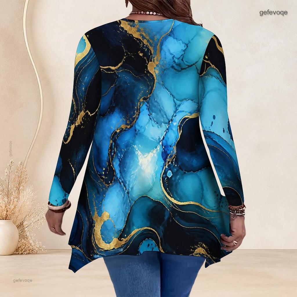 Women Plus Size V Neck Long Sleeve Halloween Ghost Pumpkin Printed Asymmetric Hem Tunic Top