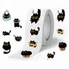 500 Pictures/roll Roll Sticker Tape Hot Spot Cartoon Little Black Cat Handbook Material Decorative Envelope Sticker