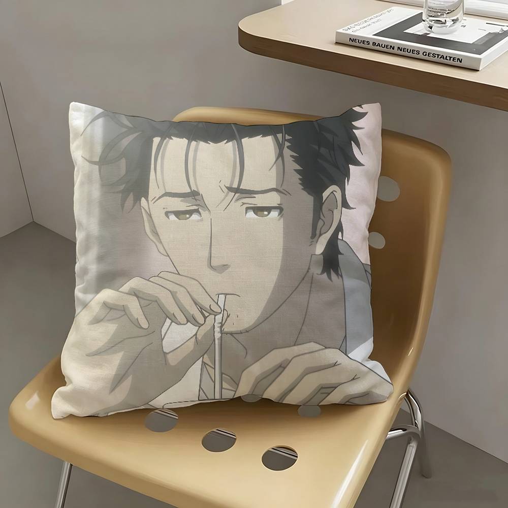 1pc Rintaro Okabe Pillow Case Fashion Square Pillowcase Bedroom Sofa Room Ins Decoration Leisure
