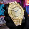 Full Iced Out Watch For Men Luxury Gold Hip Hop Diamond Quartz Mens Watches Waterproof Day Date Clock