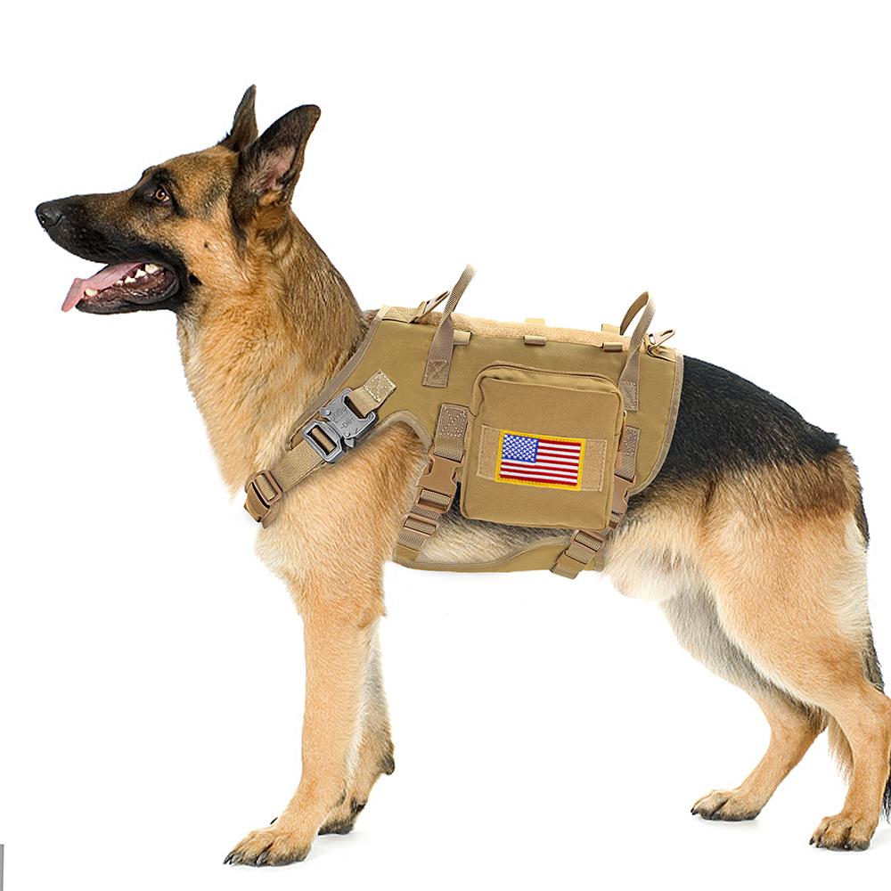 Durable Tactical Military Dog Harness Strong Nylon Pet Vest Working Dog Training Harness With 2 Bag 3 Flag For Small Large Dogs