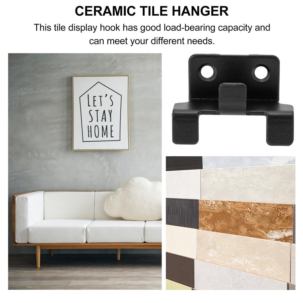 8 Pezzi Staffa per Piastrelle Gancio Robusto Ganci Espositori in Ceramica Appendiabiti Decorativi Supporti Neri per Piatti Esposizione su
