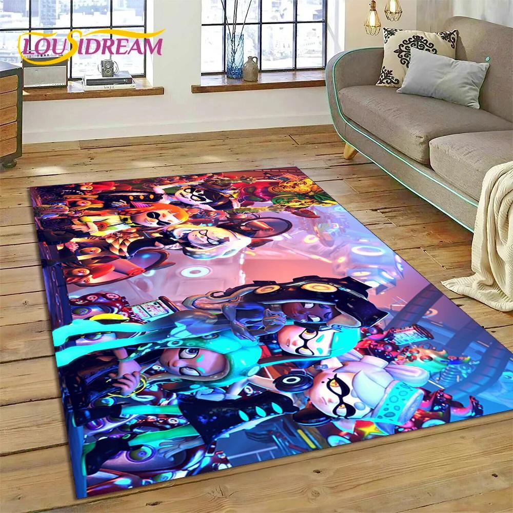 Splatoon3 PC Gamer Kreskówka Gra Dywanik do Sypialni Salonu Domu Dekoracja Sofy,Gra dla Dzieci Duży Dekor Mata Podłogowa Prezent