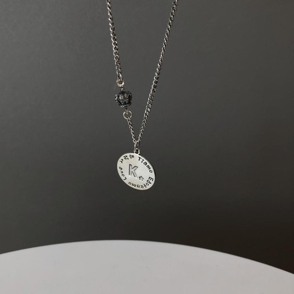 S925 Silver Retro Circle Necklace – Women's Elegant Clavicle Chain, Light Luxury Trendy Sweater Accessory